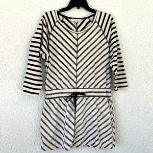 LOFT black & white stripe cotton dress w/ pockets size M